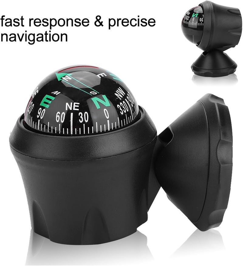 Yechiry Black Marine Compass, Boat Compass with Adhesive Base, Adjustable Mounting Bracket Easy to Read Dial Fast Response Sturdy Durable for Vehicle Truck - Image 4